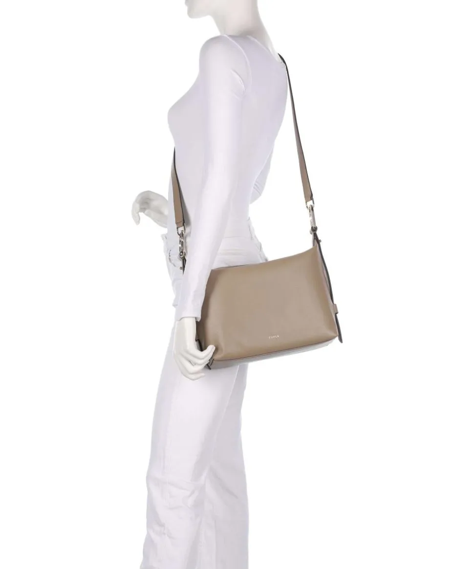 Tonie M Beuteltasche fein genarbtes Leder beige