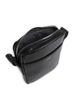 Treviso Remus Umhängetasche fein genarbtes Rindsleder schwarz