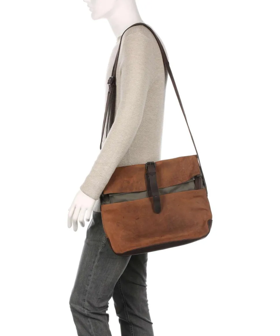 Twister M Aktentasche 13″ Leder, Baumwolle braun