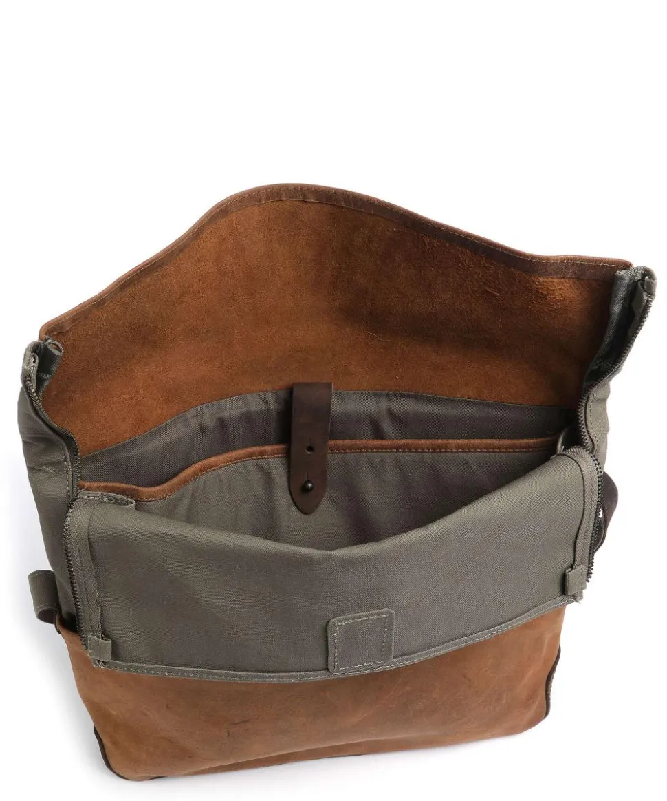 Twister M Aktentasche 13″ Leder, Baumwolle braun