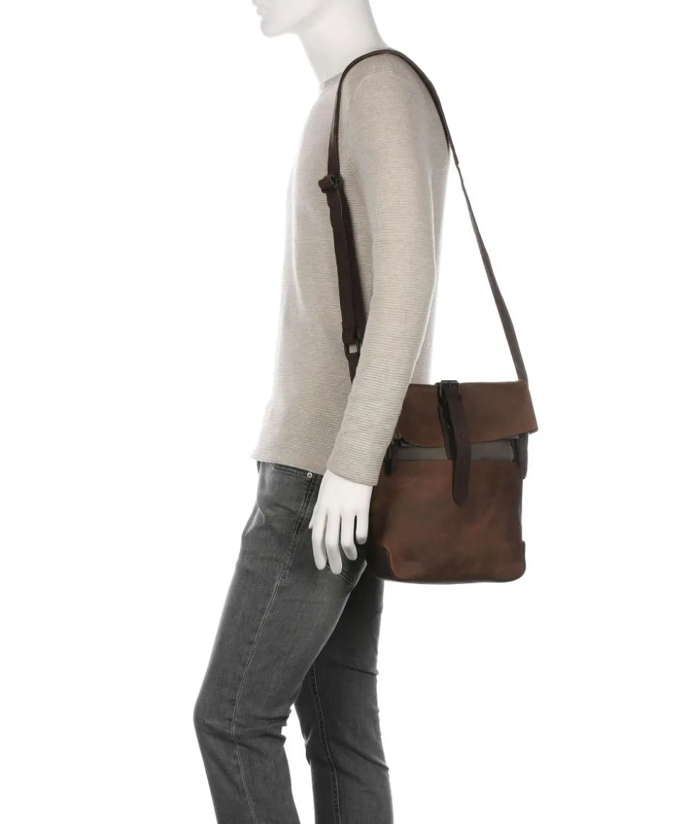 Twister Umhängetasche Canvas, Rindsleder braun