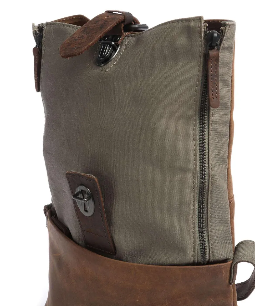 Twister Umhängetasche Canvas, Rindsleder braun