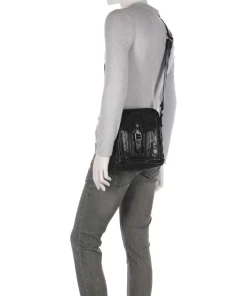 Umhängetasche fein genarbtes Rindsleder schwarz