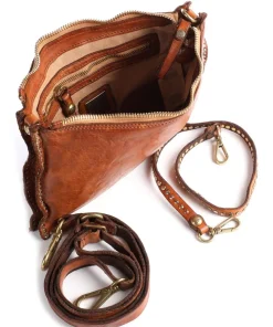 Umhängetasche fein genarbtes Leder cognac