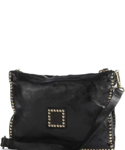 Umhängetasche fein genarbtes Leder schwarz