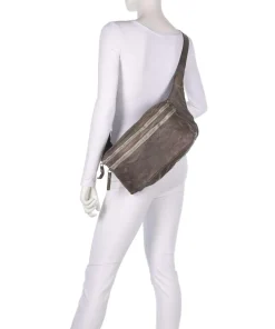 Umhängetasche genarbtes Rindsleder grau