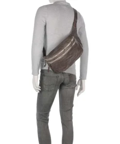 Umhängetasche genarbtes Rindsleder grau