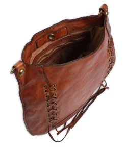 Umhängetasche genarbtes Rindsleder cognac