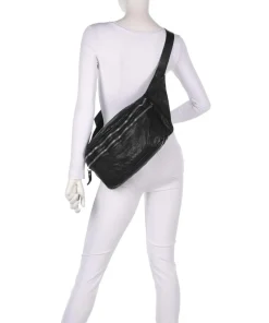 Umhängetasche genarbtes Rindsleder schwarz