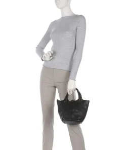 Umhängetasche genarbtes Rindsleder schwarz