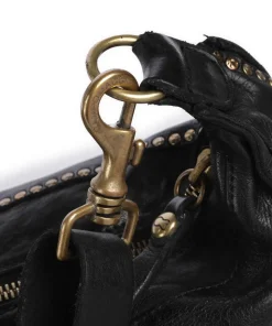 Umhängetasche genarbtes Rindsleder schwarz