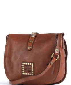 Umhängetasche genarbtes Rindsleder cognac