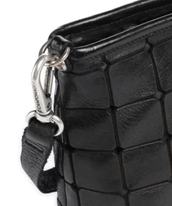 Umhängetasche genarbtes Rindsleder schwarz