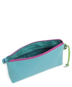 Umhängetasche geprägtes Rindsleder türkis