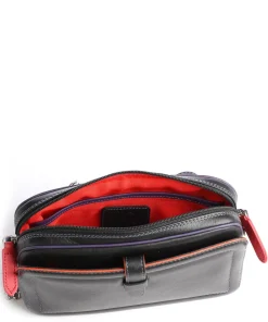 Umhängetasche glattes Leder schwarz