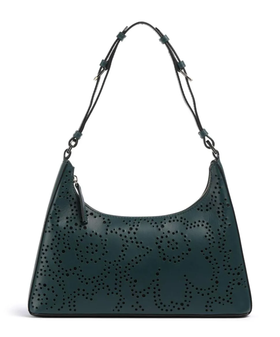 Unikko Imprint Schultertasche Leder dunkelgrün