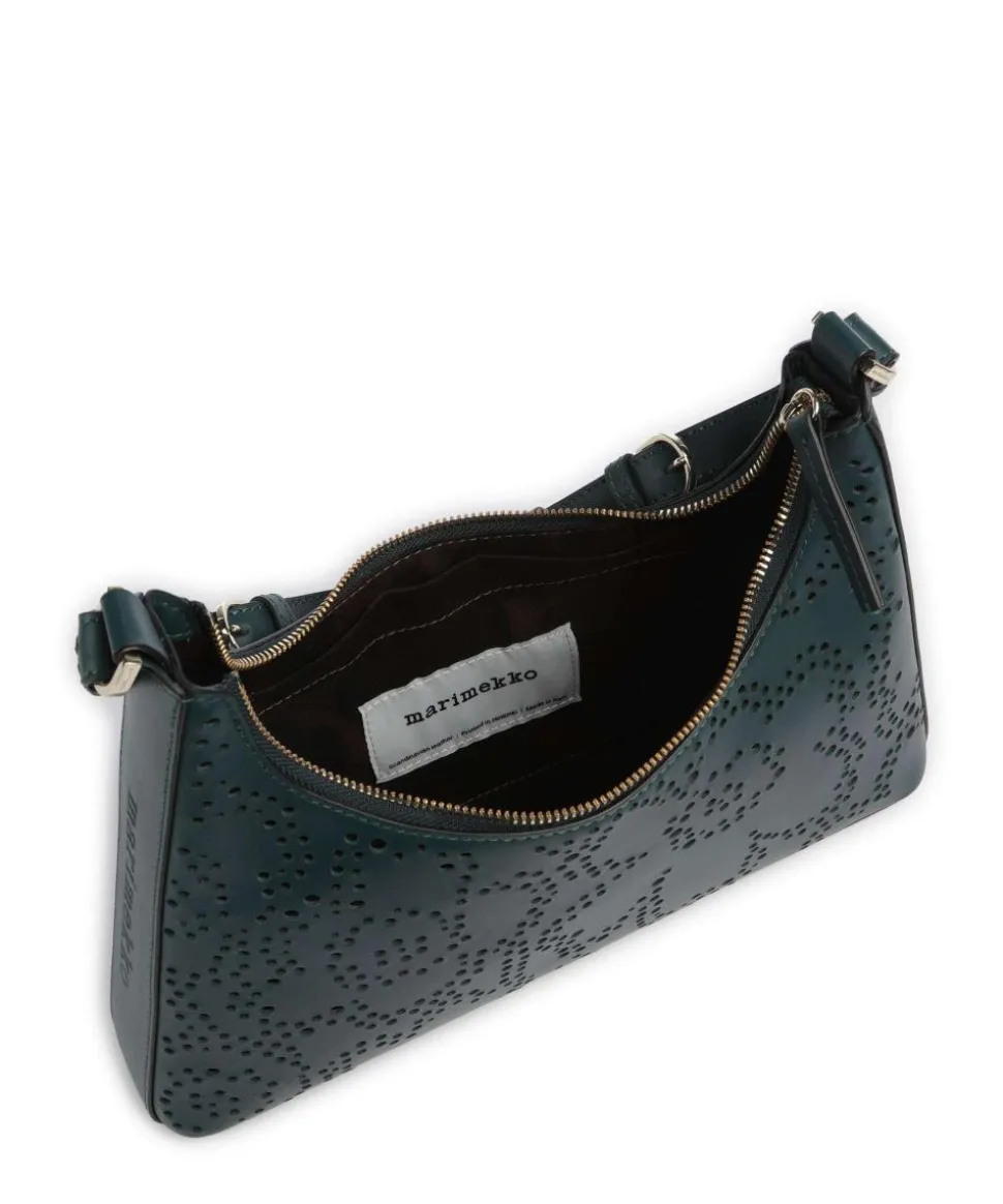 Unikko Imprint Schultertasche Leder dunkelgrün