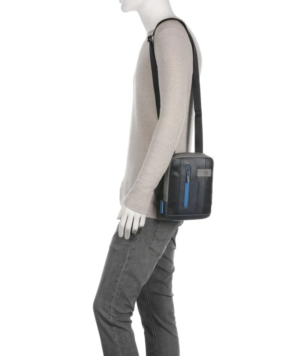 Urban Umhängetasche fein genarbtes Rindsleder schwarz/grau