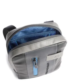 Urban Umhängetasche fein genarbtes Rindsleder schwarz/grau