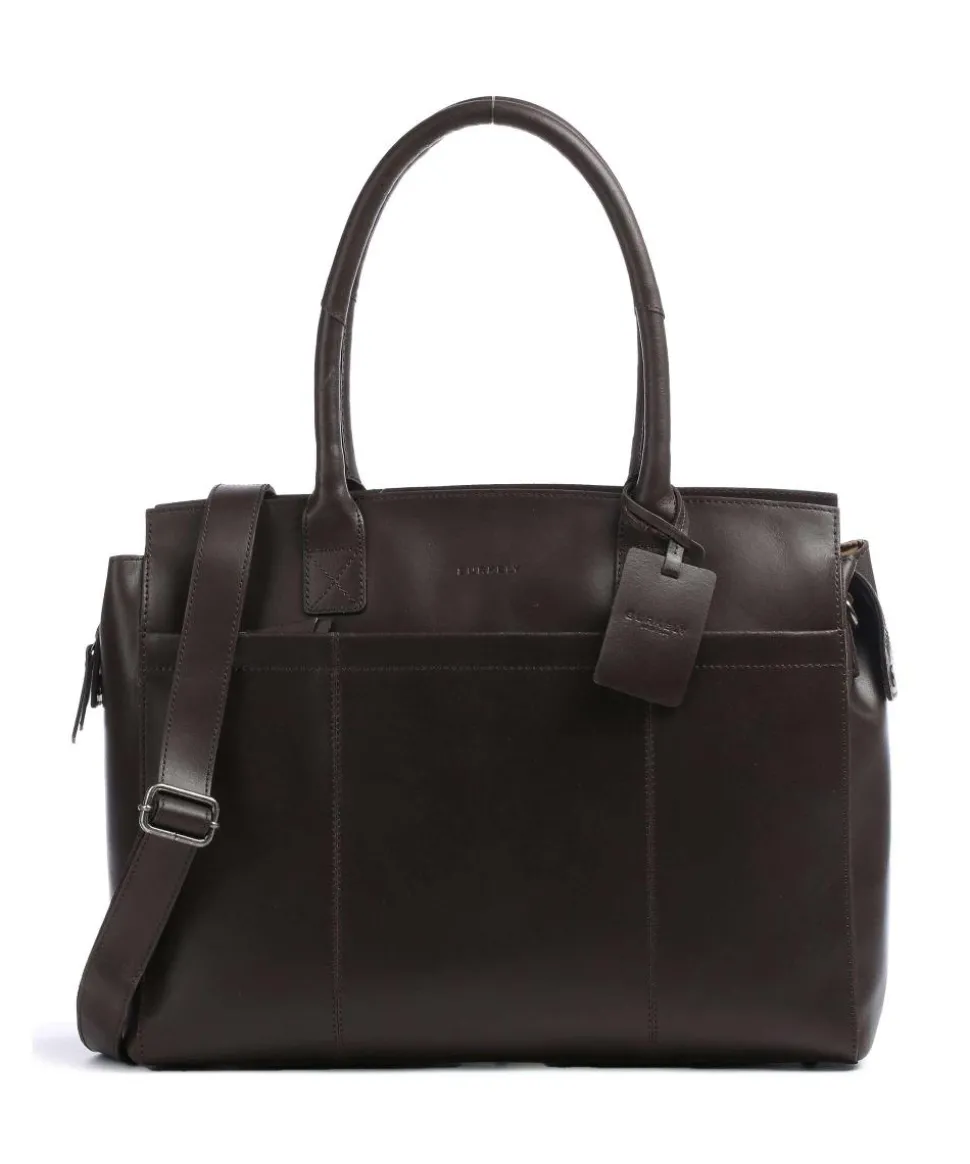 Vintage Doris Shopper 15″ fein genarbtes Leder dunkelbraun