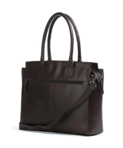 Vintage Doris Shopper 15″ fein genarbtes Leder dunkelbraun