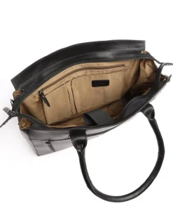 Vintage Doris Shopper 16″ glattes Rindsleder schwarz