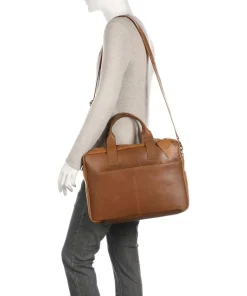 Vintage River Worker Aktentasche 15″ fein genarbtes Leder cognac