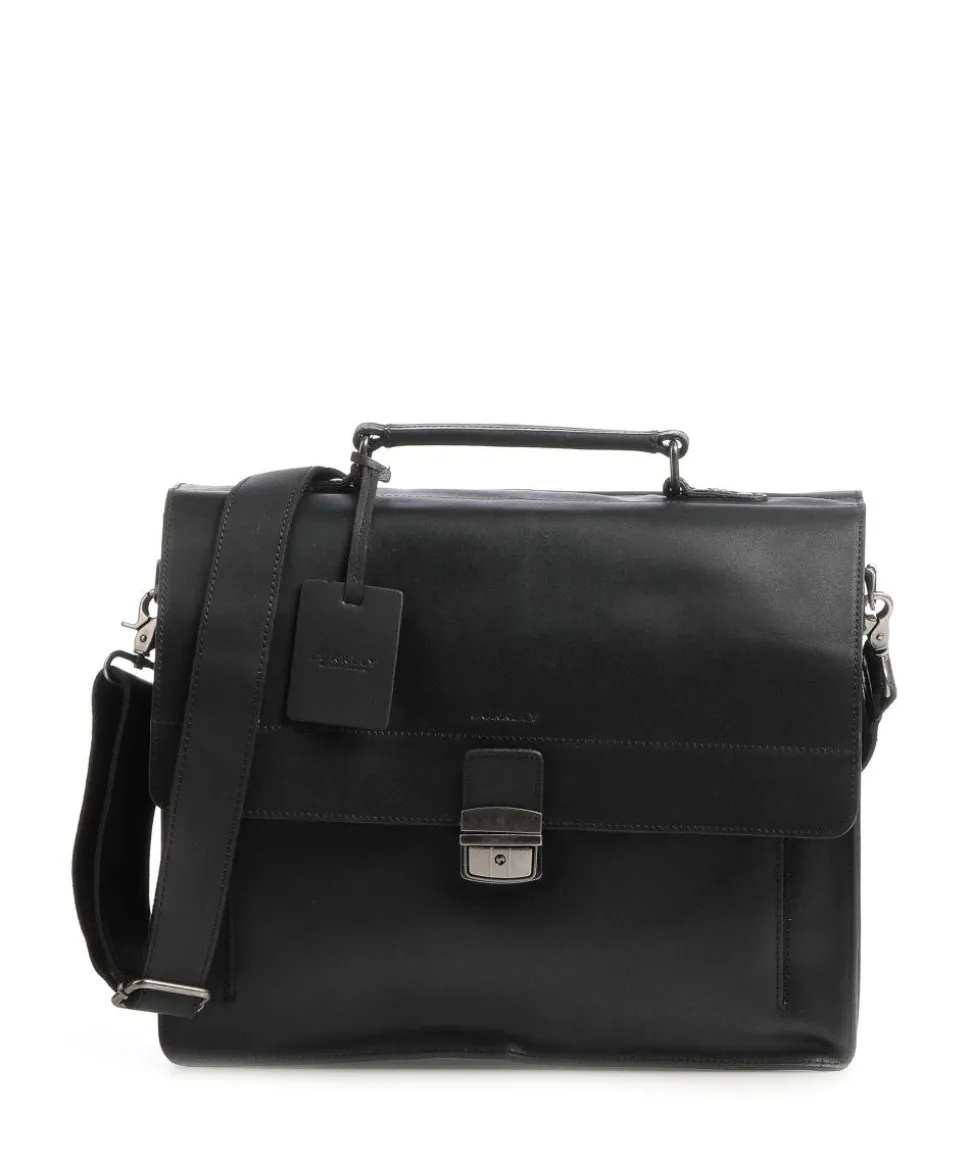 Vintage Scott Aktentasche fein genarbtes Leder schwarz