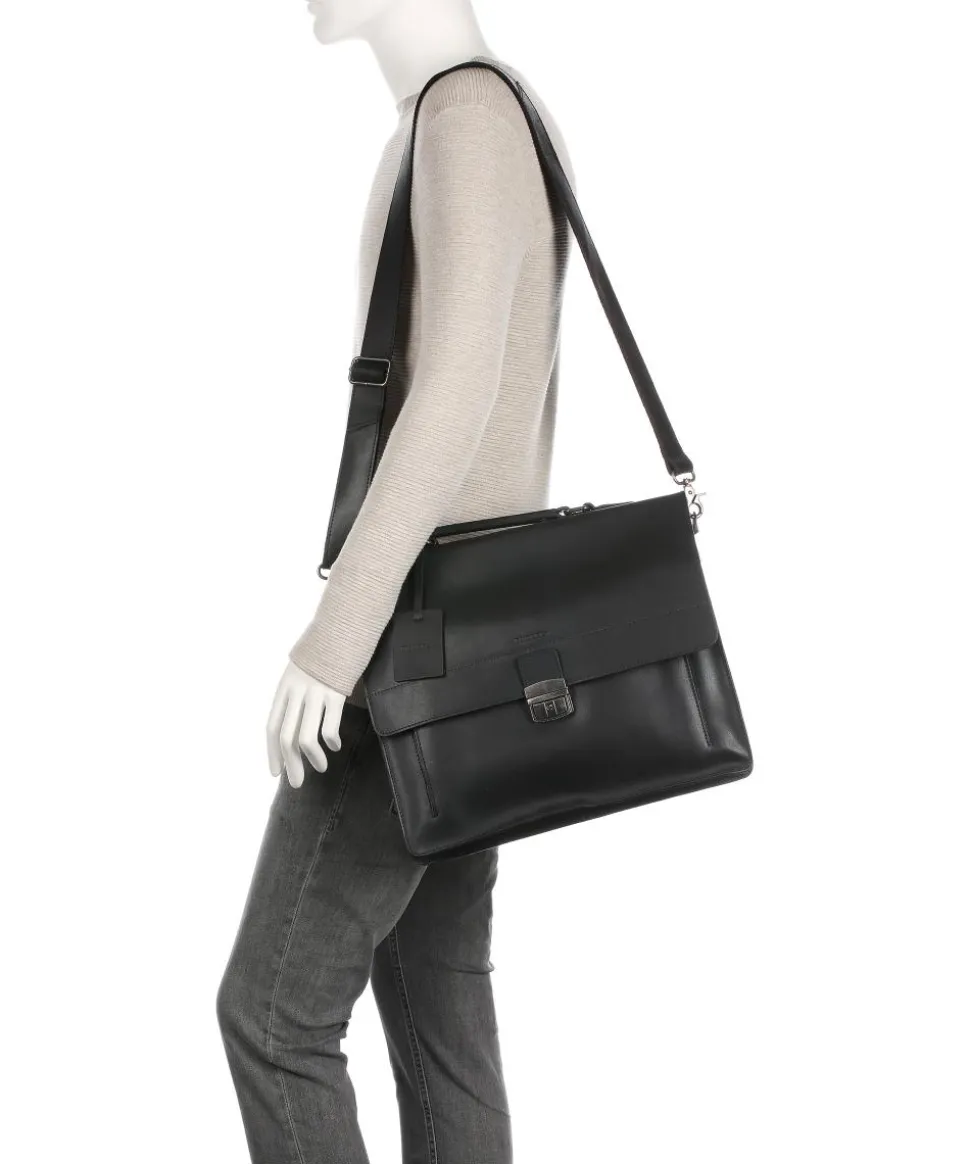 Vintage Scott Aktentasche fein genarbtes Leder schwarz