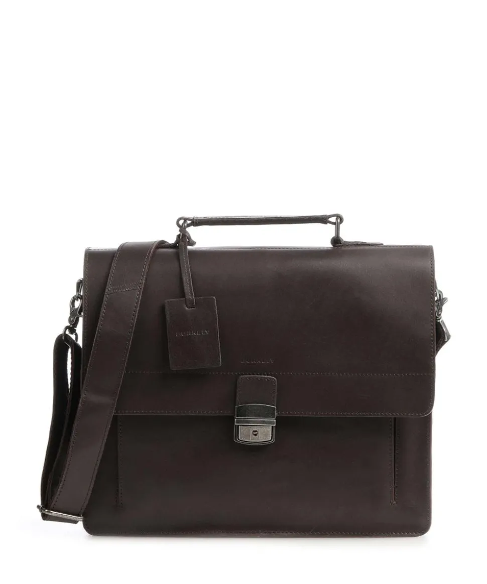 Vintage Scott Aktentasche fein genarbtes Leder dunkelbraun