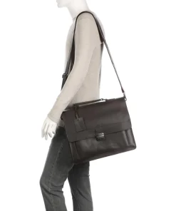 Vintage Scott Aktentasche fein genarbtes Leder dunkelbraun