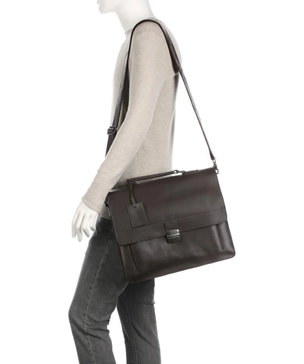 Vintage Scott Aktentasche fein genarbtes Leder dunkelbraun