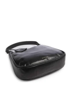 Vintage Veda Beuteltasche fein genarbtes Leder schwarz