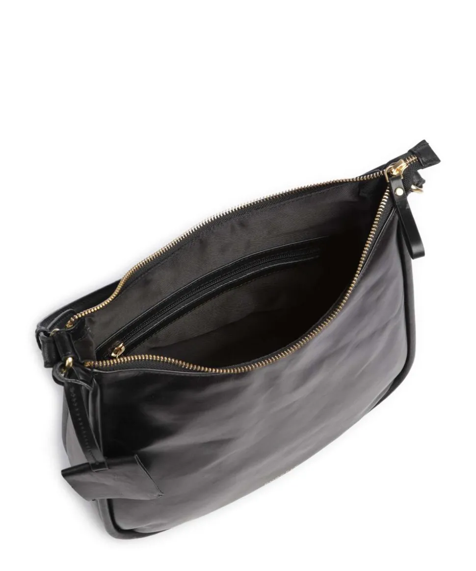 Vintage Veda Beuteltasche fein genarbtes Leder schwarz