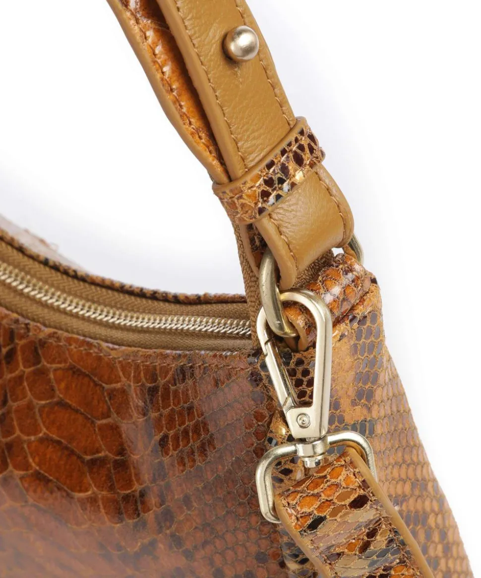 Vintage Veda Beuteltasche fein genarbtes Leder hellbraun