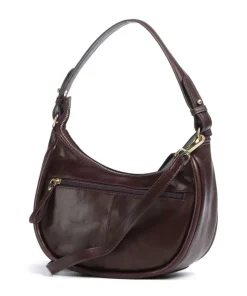 Vintage Veda Schultertasche fein genarbtes Leder dunkelrot