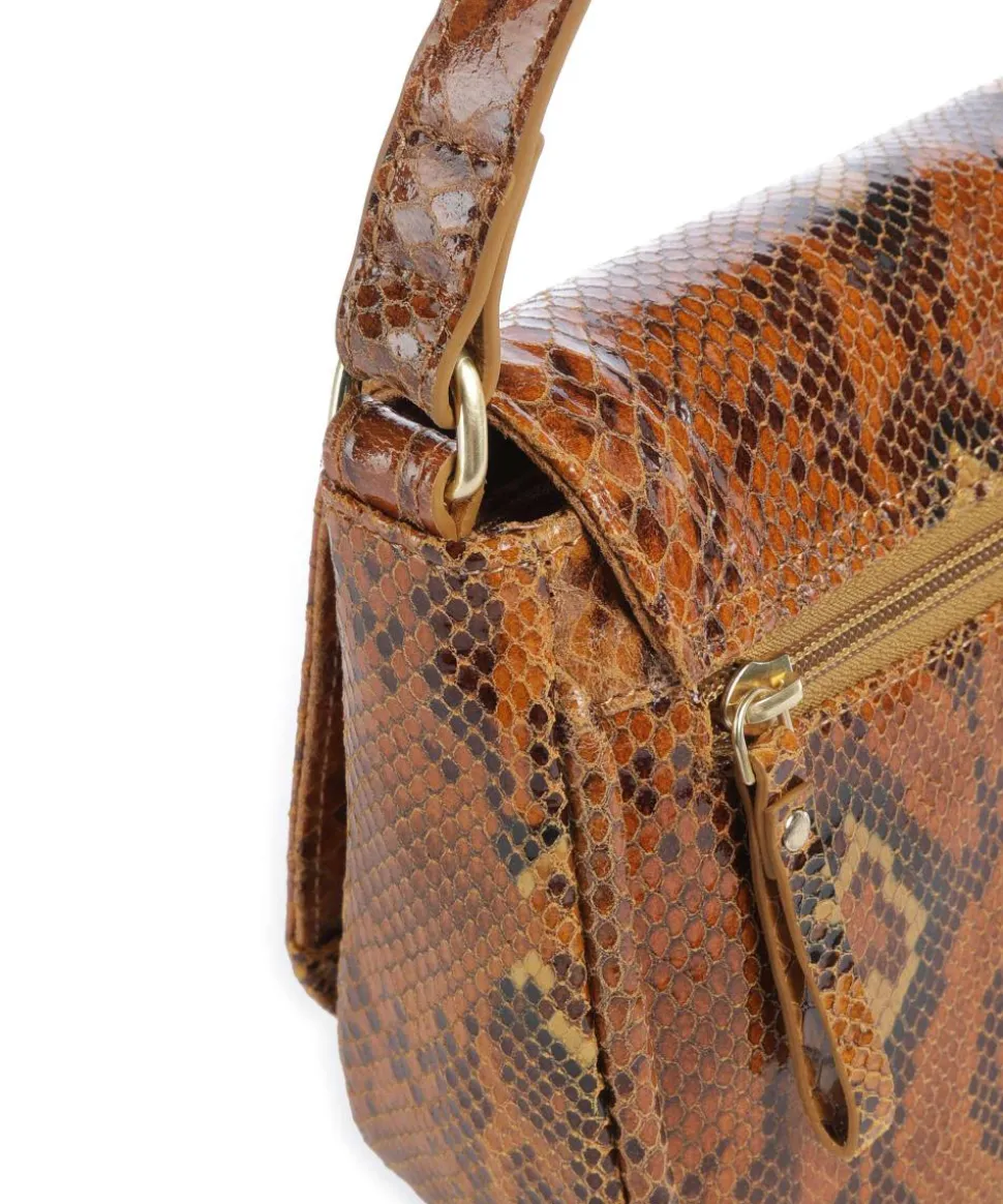 Vintage Veda Umhängetasche fein genarbtes Leder braun