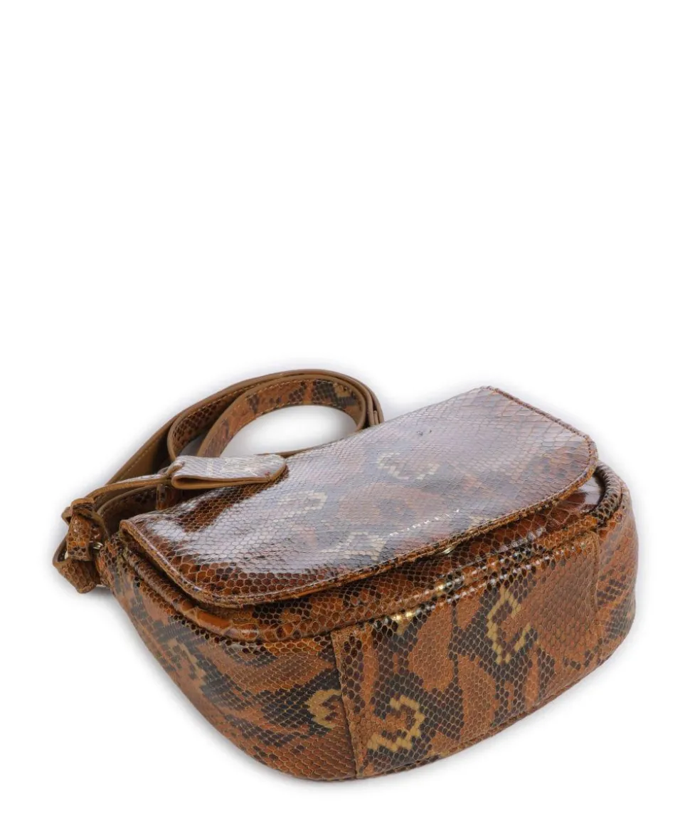 Vintage Veda Umhängetasche fein genarbtes Leder braun