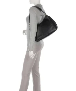 Volterra Beuteltasche fein genarbtes Leder schwarz