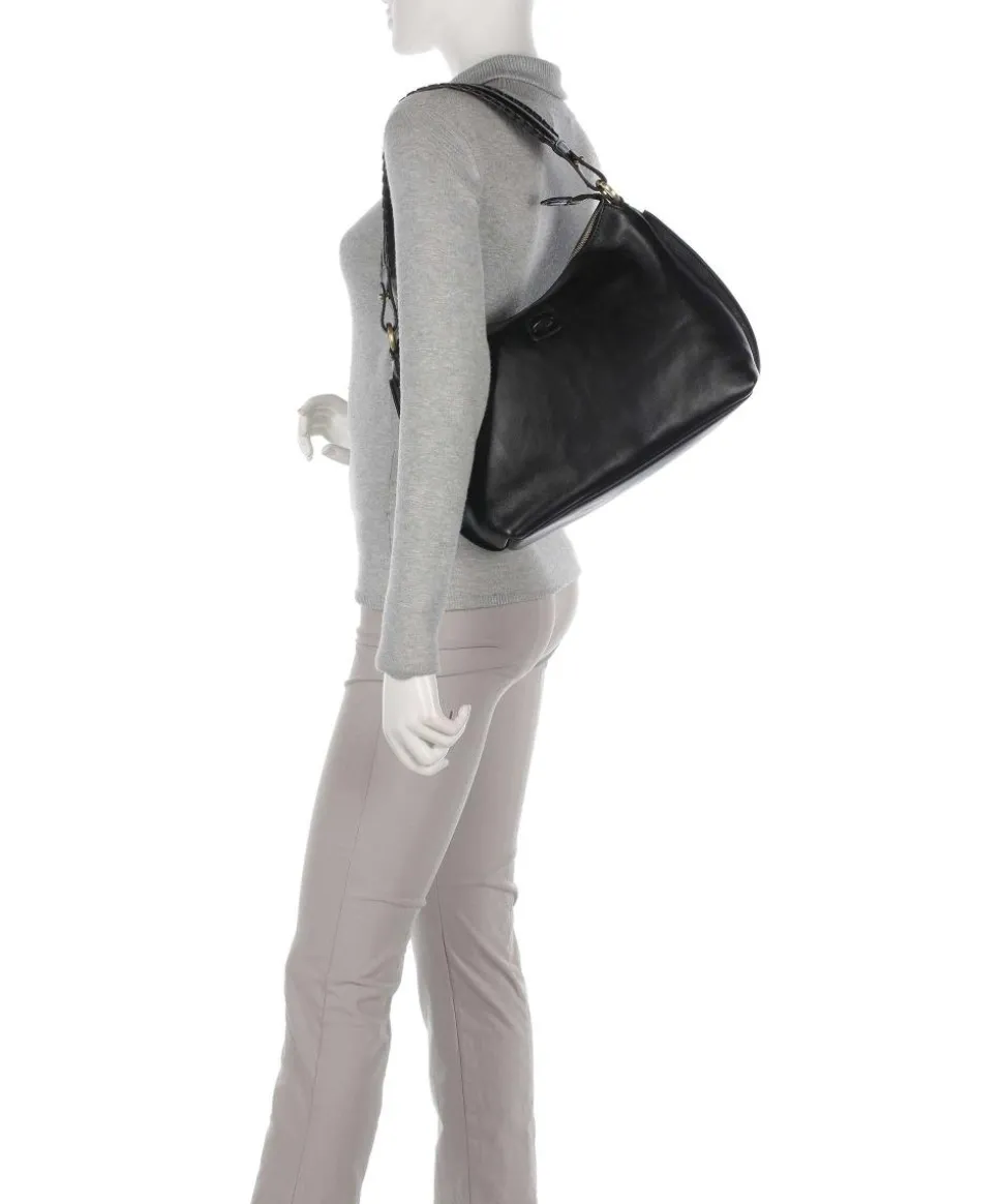 Volterra Beuteltasche fein genarbtes Leder schwarz