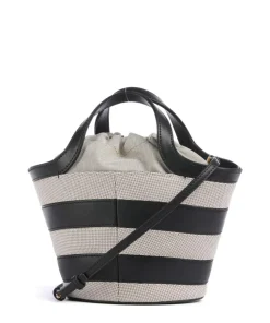 Vortice Mini Umhängetasche Canvas, fein genarbtes Leder beige/schwarz