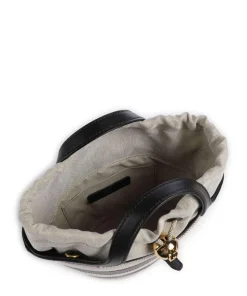 Vortice Mini Umhängetasche Canvas, fein genarbtes Leder beige/schwarz