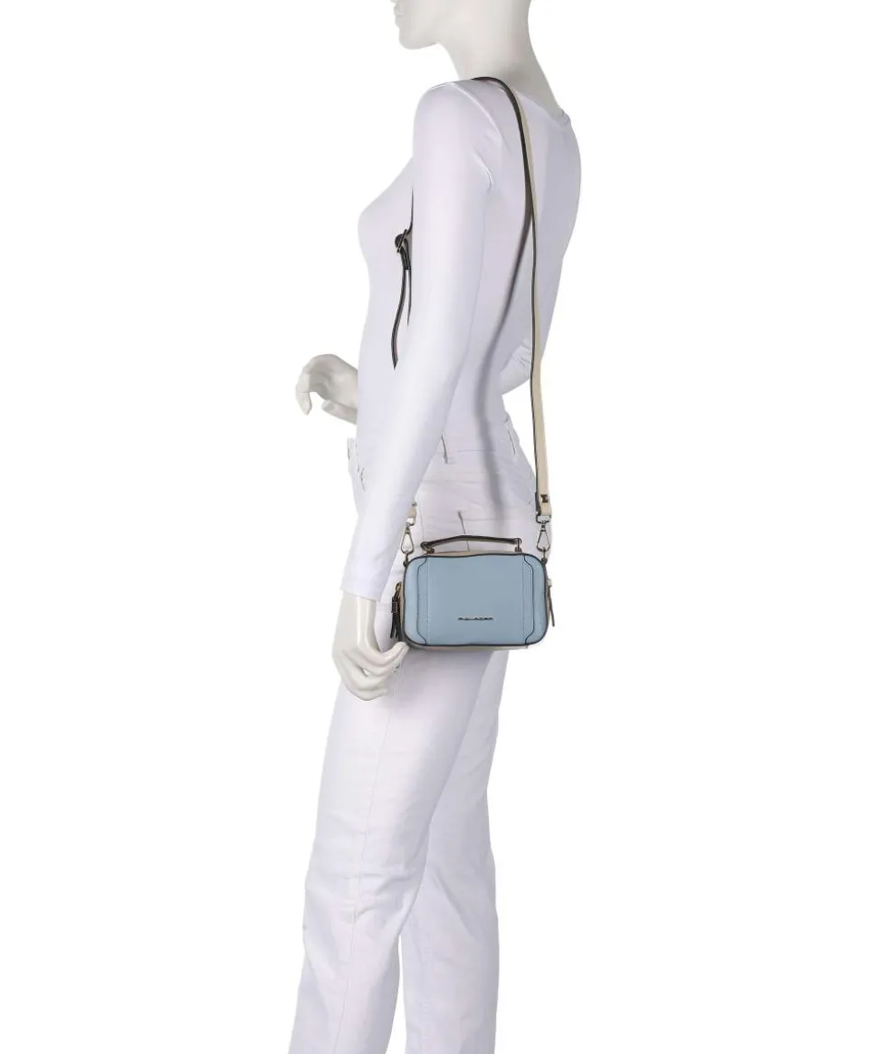 W92 Umhängetasche fein genarbtes Rindsleder blau/beige