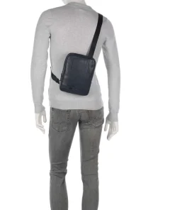 W137 Umhängetasche genarbtes Rindsleder dunkelblau