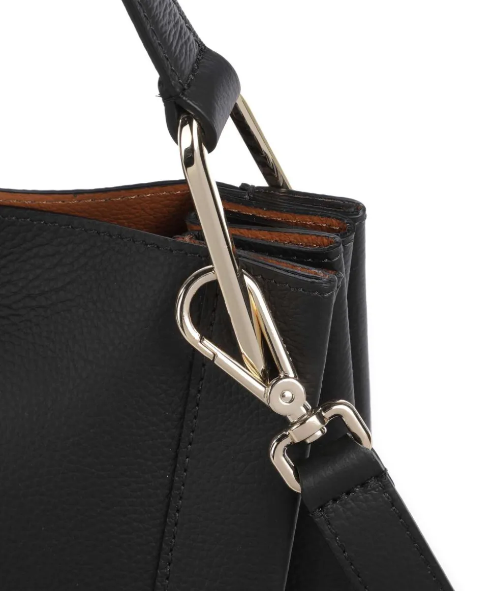Wallace Schultertasche genarbtes Leder schwarz