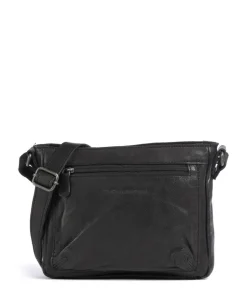 Washed Waxed Cow Aston Umhängetasche genarbtes Rindsleder schwarz