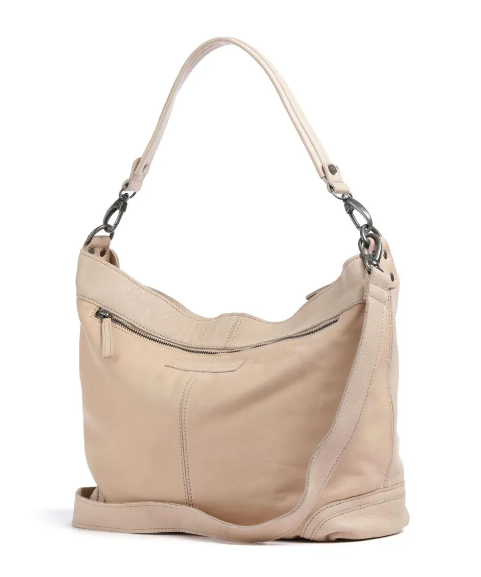 Washed Waxed Cow Bolivia Beuteltasche Pull-Up Rindsleder beige