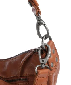 Washed Waxed Cow Bolivia Beuteltasche Pull-Up Rindsleder cognac