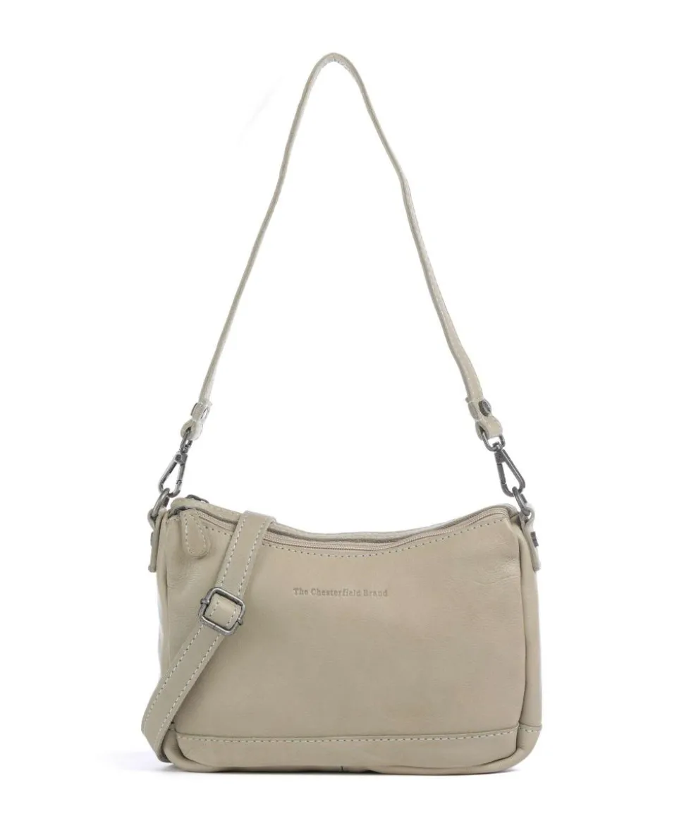 Washed Waxed Cow Irving Schultertasche genarbtes Rindsleder beige