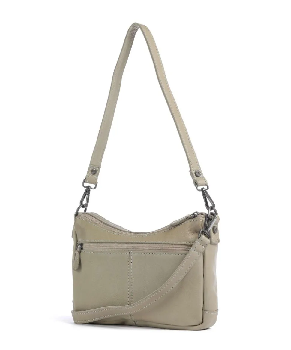 Washed Waxed Cow Irving Schultertasche genarbtes Rindsleder beige